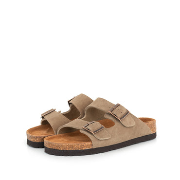 HIBISCUS STONE SUEDE STRAP CORK SANDAL