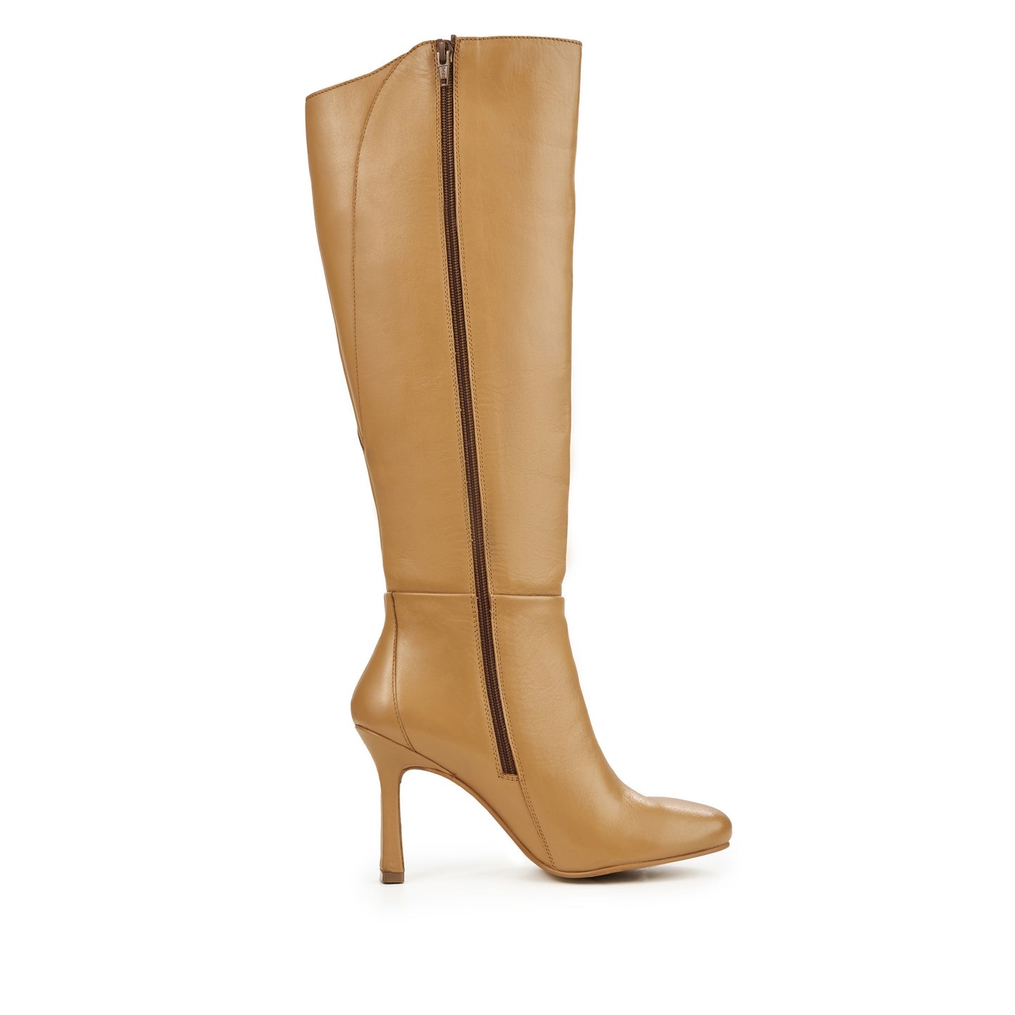 ALBA TAN LEATHER KNEE-HIGH HEELED BOOT